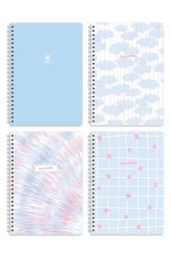 A5 Spiral Notebook 80 Sheets 4-Pack - Ruled 164XSERI-Blue - 5