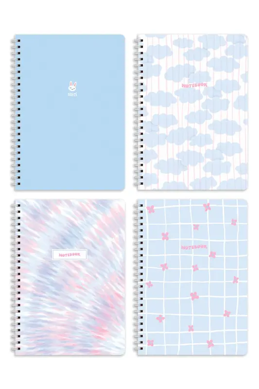 A5 Spiral Notebook 80 Sheets 4-Pack - Ruled 164XSERI-Blue - 5
