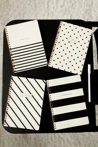 A5 Spiral Notebook 80 sheets 4-pack - Ruled-Black - 8