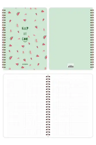 A5 Spiral Notebook 80 Sheets 4-Pack - Squared Fruits-Colorful - 6