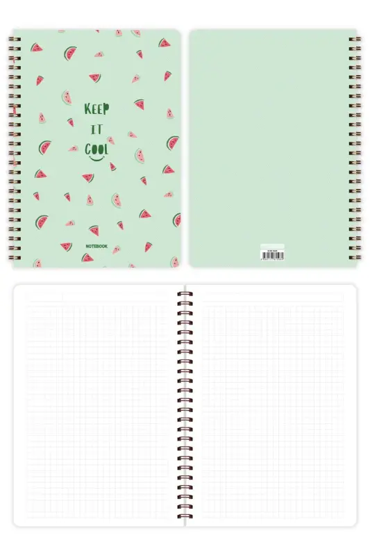 A5 Spiral Notebook 80 Sheets 4-Pack - Squared Fruits-Colorful - 6