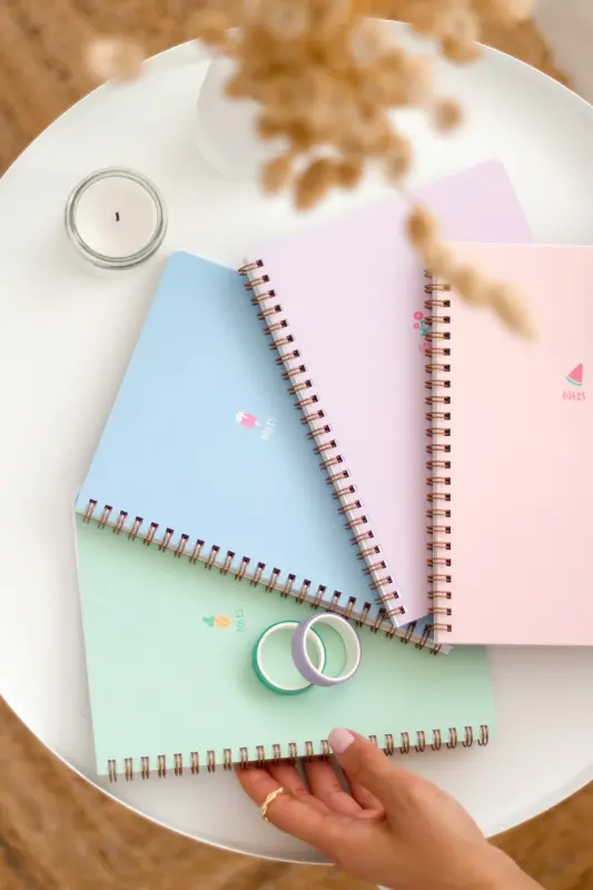 A5 Spiral Notebook 80 Sheets Set of 4 - Squared - Multicolor - 3