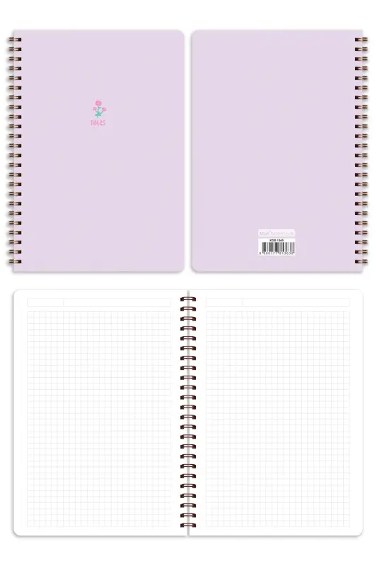 A5 Spiral Notebook 80 Sheets Set of 4 - Squared - Multicolor - 5