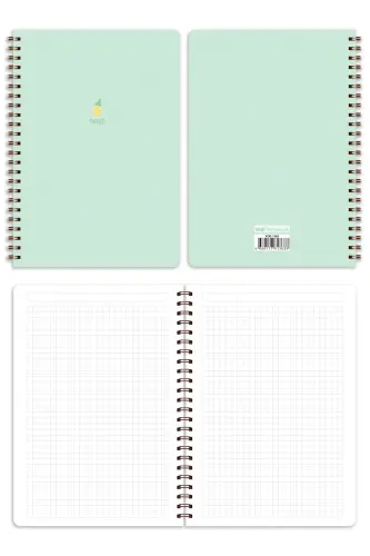 A5 Spiral Notebook 80 Sheets Set of 4 - Squared - Multicolor - 6