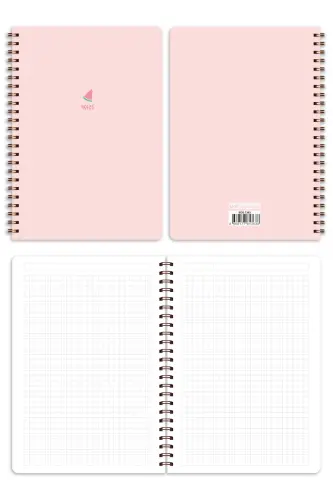 A5 Spiral Notebook 80 Sheets Set of 4 - Squared - Multicolor - 8