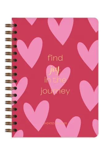 A5 Spiral Undated Planner Diary with Motivation Pages Hearts-Claret - 4