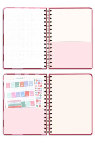 A5 Spiral Undated Planner Diary with Motivation Pages Hearts-Claret - 6