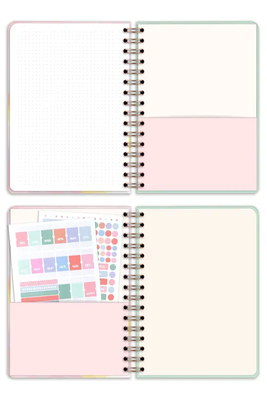 A5 Spiralli Muddatli Bo'lmagan Planner Agenda Motivatsiya Sahifali-Pushti - 6