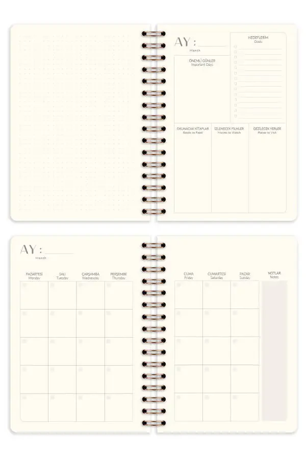 A5 Spiralli Zig'ir Doimiy Rejalashtirish Kundaligi Ko'k - 7