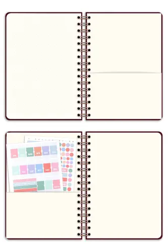A5 Спиральный Планер-ежедневник из льна Бессрочный Бордовый - MATT NOTEBOOK (1)