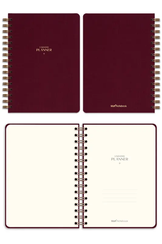 A5 Spiralsimon Ketan Doimiy Planlovchi Ajanda Bordo - MATT NOTEBOOK