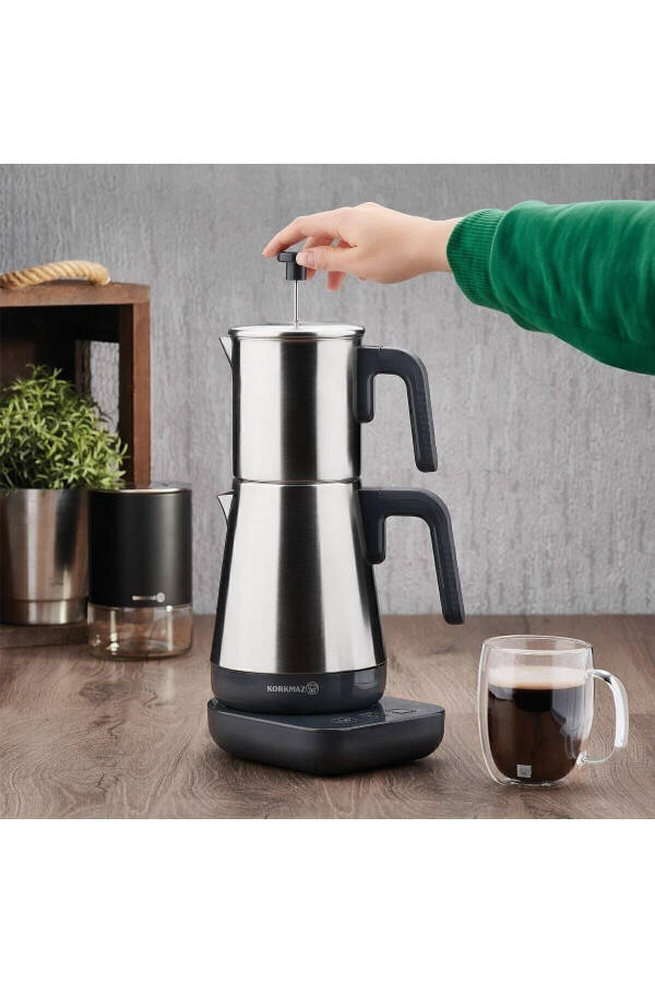 A850-01 Moderna Elektrikli Çay Makinesi French Press Özellikli Gri - 1