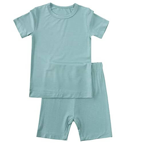 Aablexema Baby Short Summer Pajamas - Toddler Cool Jammies Pjs Rayon from Bamboo, 2pcs Kids Sleepwear Set - 31