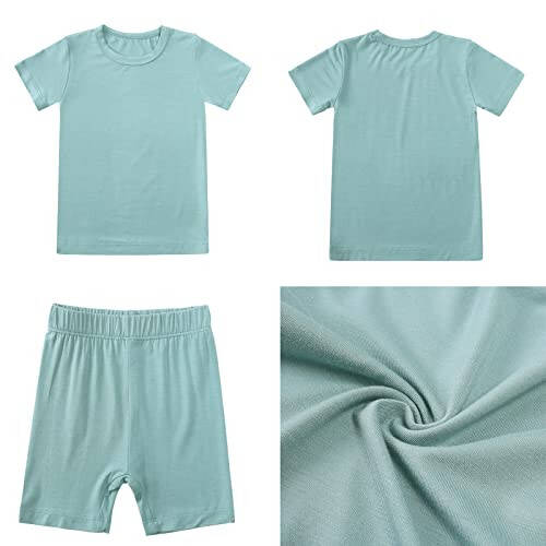 Aablexema Baby Short Summer Pajamas - Toddler Cool Jammies Pjs Rayon from Bamboo, 2pcs Kids Sleepwear Set - 26