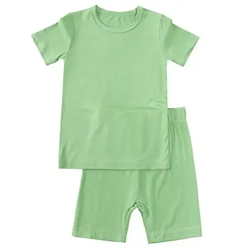 Aablexema Baby Short Summer Pajamas - Toddler Cool Jammies Pjs Rayon from Bamboo,2pcs Kids Sleepwear Set for Boys Girls - 1
