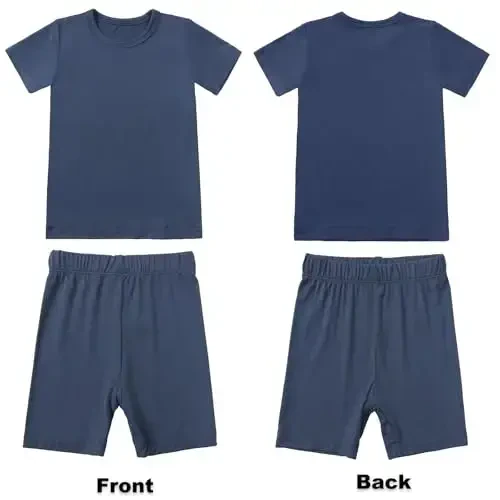 Aablexema Baby Short Summer Pajamas - Toddler Cool Jammies Pjs Rayon from Bamboo,2pcs Kids Sleepwear Set for Boys Girls - Aablexema (1)