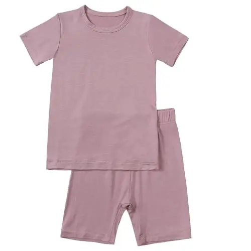 Aablexema Baby Short Summer Pajamas - Toddler Cool Jammies Pjs Rayon from Bamboo,2pcs Kids Sleepwear Set for Boys Girls - 1