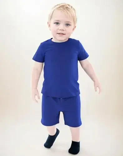 Aablexema Baby Short Summer Pajamas - Toddler Cool Jammies Pjs Rayon from Bamboo,2pcs Kids Sleepwear Set for Boys Girls - 6
