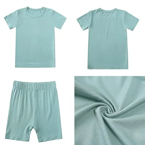 Aablexema Baby Short Yozgi Pijamalar - Toddler Salqin Jammies Pjs Bambukdan Rayon, 2 dona Bolalar Uyqu Kiyimi O'g'il Qizlar uchun - 2