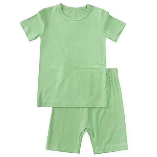 Aablexema Baby Short Summer Pajamas - Toddler Cool Jammies Pjs Rayon from Bamboo,2pcs Kids Sleepwear Set for Boys Girls 