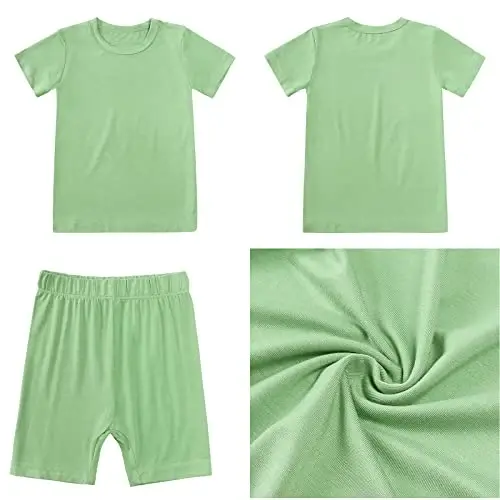 Aablexema Baby Short Summer Pajamas - Toddler Cool Jammies Pjs Rayon from Bamboo,2pcs Kids Sleepwear Set for Boys Girls - Aablexema (1)