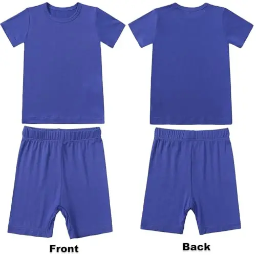 Aablexema Baby Short Summer Pajamas - Toddler Cool Jammies Pjs Rayon from Bamboo,2pcs Kids Sleepwear Set for Boys Girls - 2