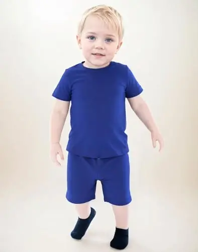 Aablexema Baby Short Summer Pajamas - Toddler Cool Jammies Pjs Rayon from Bamboo,2pcs Kids Sleepwear Set for Boys Girls - 6