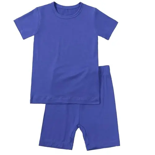 Aablexema Baby Short Summer Pajamas - Toddler Cool Jammies Pjs Rayon from Bamboo,2pcs Kids Sleepwear Set for Boys Girls 