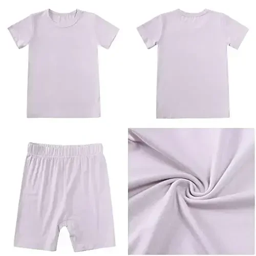 Aablexema Baby Short Summer Pajamas - Toddler Cool Jammies Pjs Rayon from Bamboo,2pcs Kids Sleepwear Set for Boys Girls - 2