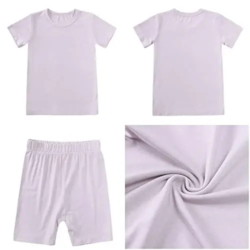 Aablexema Bebek Kısa Yazlık Pijama - Yürümeye Başlayan Çocuklar İçin Bambudan Üretilmiş Serin Pijamalar, Erkek ve Kız Çocukları İçin 2 Parça Pijama Takımı - 2