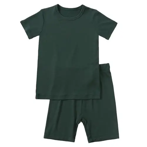 Aablexema Baby Short Summer Pajamas - Toddler Cool Jammies Pjs Rayon from Bamboo,2pcs Kids Sleepwear Set for Boys Girls 