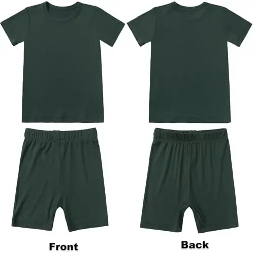 Aablexema Baby Short Summer Pajamas - Toddler Cool Jammies Pjs Rayon from Bamboo,2pcs Kids Sleepwear Set for Boys Girls - AABLEXEMA (1)