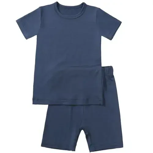 Aablexema Baby Short Summer Pajamas - Toddler Cool Jammies Pjs Rayon from Bamboo,2pcs Kids Sleepwear Set for Boys Girls 