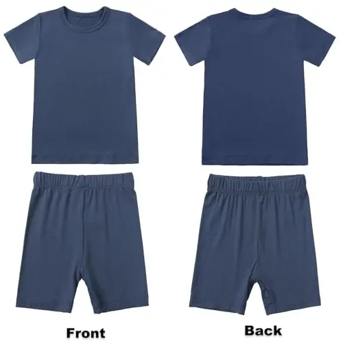 Aablexema Baby Short Summer Pajamas - Toddler Cool Jammies Pjs Rayon from Bamboo,2pcs Kids Sleepwear Set for Boys Girls - 2