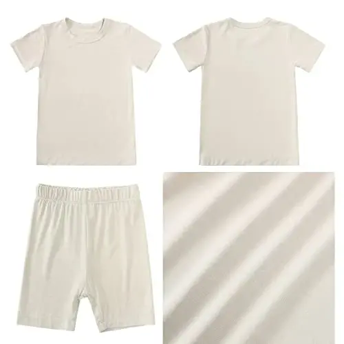 Aablexema Baby Short Summer Pajamas - Toddler Cool Jammies Pjs Rayon from Bamboo,2pcs Kids Sleepwear Set for Boys Girls - 2