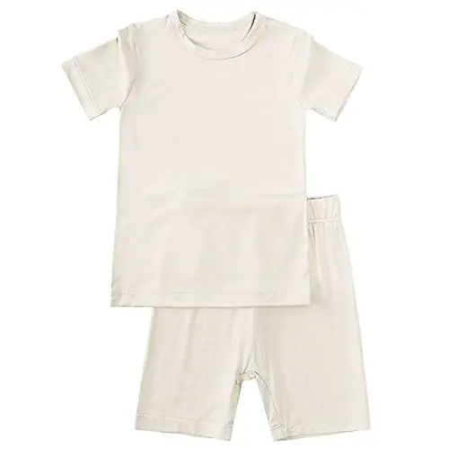 Aablexema Baby Short Summer Pajamas - Toddler Cool Jammies Pjs Rayon from Bamboo,2pcs Kids Sleepwear Set for Boys Girls 