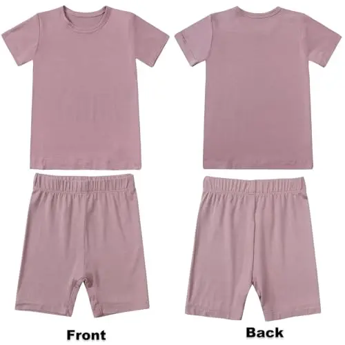 Aablexema Baby Short Summer Pajamas - Toddler Cool Jammies Pjs Rayon from Bamboo,2pcs Kids Sleepwear Set for Boys Girls - 2