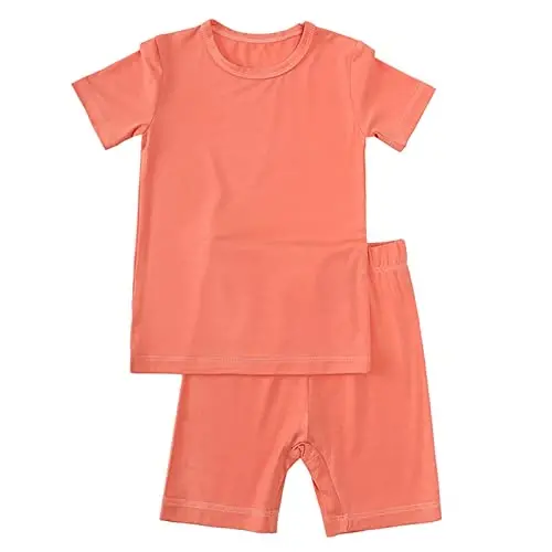 Aablexema Baby Short Summer Pajamas - Toddler Cool Jammies Pjs Rayon from Bamboo,2pcs Kids Sleepwear Set for Boys Girls 