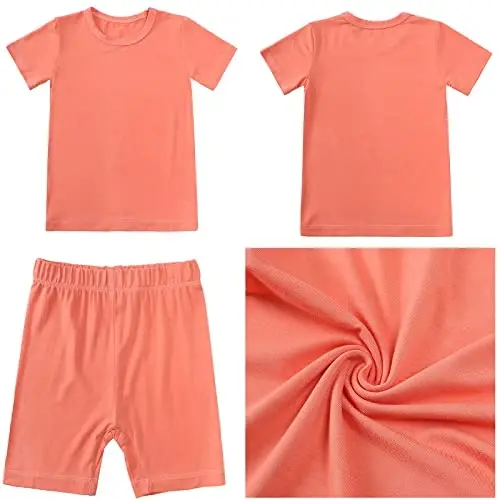 Aablexema Baby Short Summer Pajamas - Toddler Cool Jammies Pjs Rayon from Bamboo,2pcs Kids Sleepwear Set for Boys Girls - Aablexema (1)