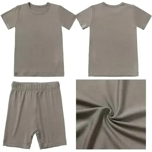 Aablexema Baby Short Summer Pajamas - Toddler Cool Jammies Pjs Rayon from Bamboo,2pcs Kids Sleepwear Set for Boys Girls - Aablexema (1)