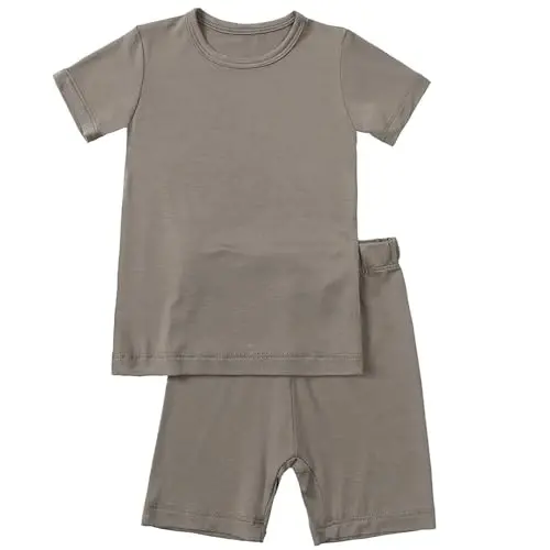 Aablexema Baby Short Summer Pajamas - Toddler Cool Jammies Pjs Rayon from Bamboo,2pcs Kids Sleepwear Set for Boys Girls 