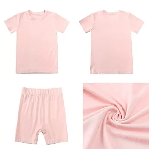 Aablexema Baby Short Summer Pajamas - Toddler Cool Jammies Pjs Rayon from Bamboo,2pcs Kids Sleepwear Set for Boys Girls - 2