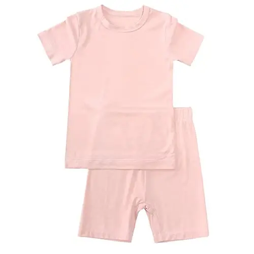 Aablexema Baby Short Summer Pajamas - Toddler Cool Jammies Pjs Rayon from Bamboo,2pcs Kids Sleepwear Set for Boys Girls 