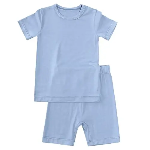 Aablexema Baby Short Summer Pajamas - Toddler Cool Jammies Pjs Rayon from Bamboo,2pcs Kids Sleepwear Set for Boys Girls 