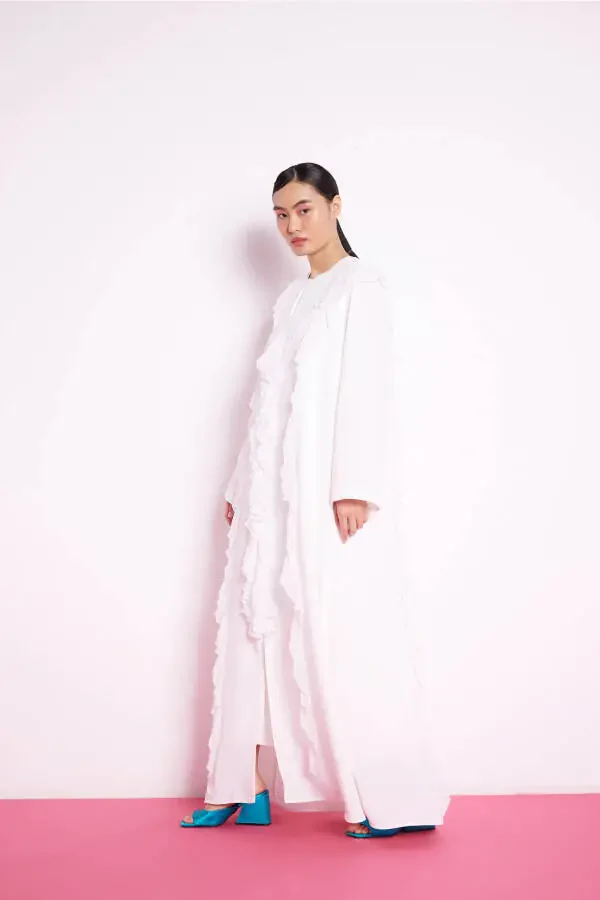 Абайя белая с воланами - 3