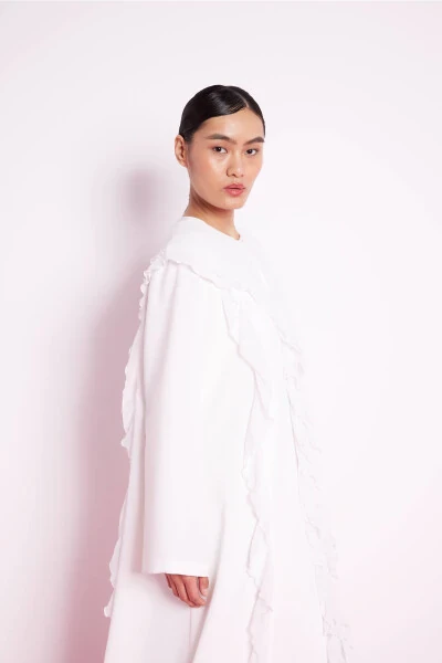 Абайя белая с воланами - 4