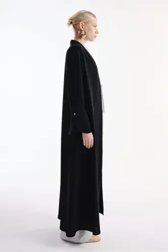 Abaya Flounce Sleeve Black-black - 7