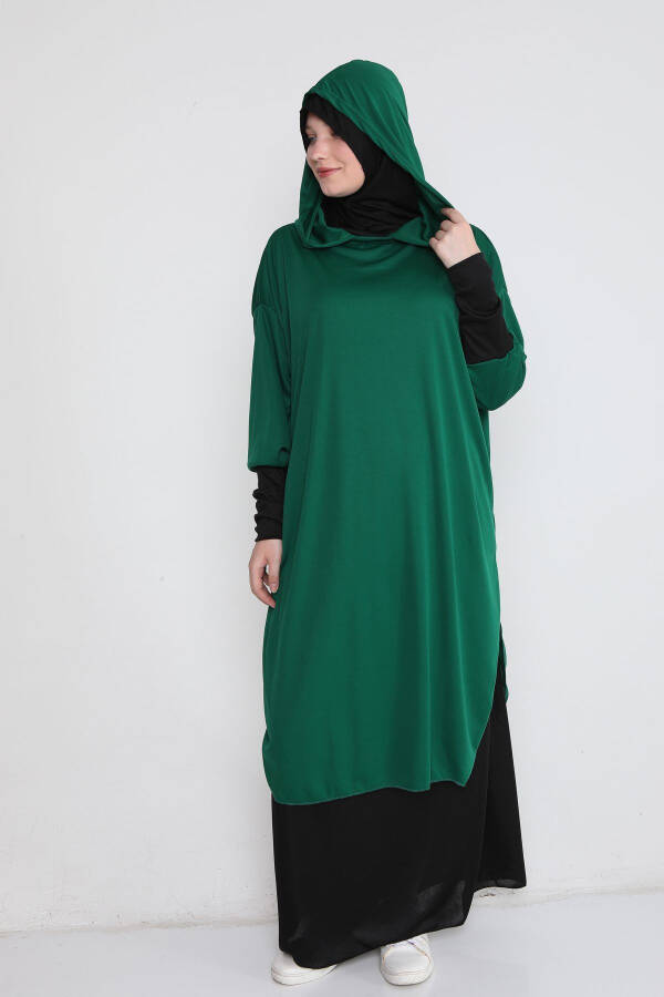 Abaya with Integrated Hijab and Zipper for Women - 3