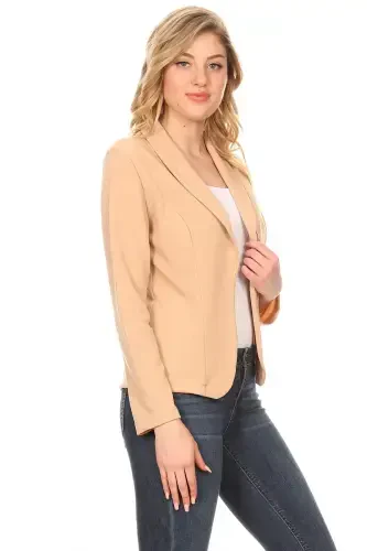 Women's Solid Casual Office Work Long Sleeve Open Front Blazer Jacket Made in USA S-3XL- - MOA COLLECTION (1)
