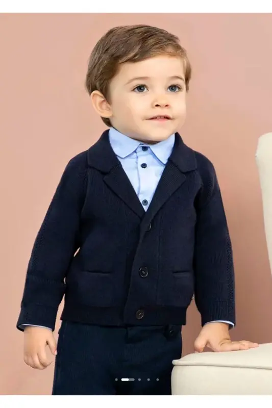 Abel&lula baby boy knitted jacket cardigan 5837-NAVY BLUE - ABEL & LULA